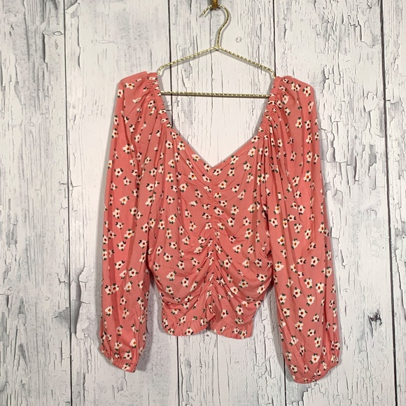 Charlotte Bridgeman Floral Pink Crop Top Sz L NWT - Picture 2 of 16